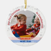 Twins Baby Meisje Jongen 1e Kerstmis Grootouders F Keramisch Ornament (Voorkant)