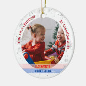 Twins Baby Meisje Jongen 1e Kerstmis Grootouders F Keramisch Ornament (Links)