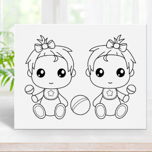 Twins Baby Meisjes Kleurplaat Poster