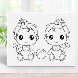 Twins Baby Meisjes Kleurplaat Poster