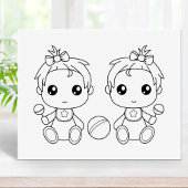 Twins Baby Meisjes Kleurplaat Rubberstempel