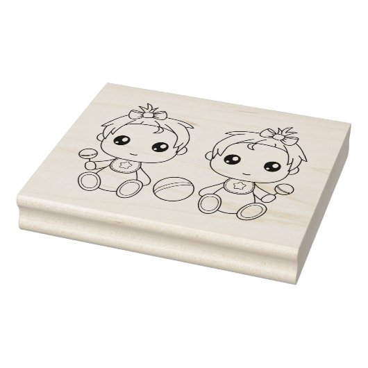 Twins Baby Meisjes Kleurplaat Rubberstempel (Stempel)
