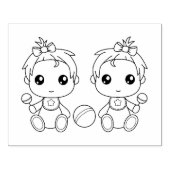 Twins Baby Meisjes Kleurplaat Rubberstempel (Afrduk)
