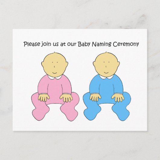 Twins Baby Naming Uitnodiging. Uitnodiging Briefkaart (Voorkant)