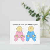 Twins Baby Naming Uitnodiging. Uitnodiging Briefkaart (Staand voorkant)
