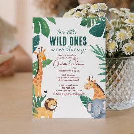 Twins Baby Safari Baby shower Kaart