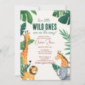 Twins Baby Safari Baby shower Kaart (Voorkant)