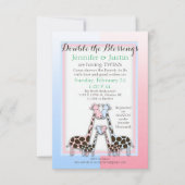 Twins Baby shower Baby Girafes Blue en Pink (Jen) Kaart (Voorkant)