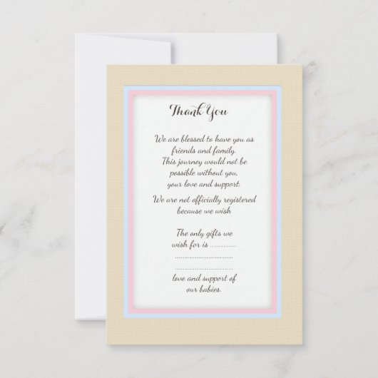 Twins Baby shower Baby Girafes Blue en Pink (Jen) Kaart (Achterkant)