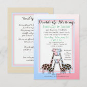 Twins Baby shower Baby Girafes Blue en Pink (Jen) Kaart (Voorkant / Achterkant)