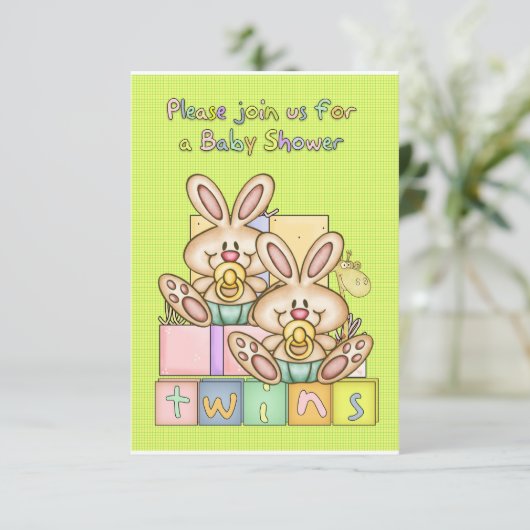 Twins Baby shower - Baby shower kaart voor tweelin (Staand voorkant)