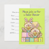 Twins Baby shower - Baby shower kaart voor tweelin (Voorkant / Achterkant)