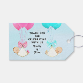 Twins Baby shower Bedankt Cadeaulabel