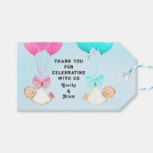 Twins Baby shower Bedankt Cadeaulabel (Voorkant (Horizontaal))