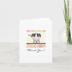 Twins Baby shower Bedankt - Roze