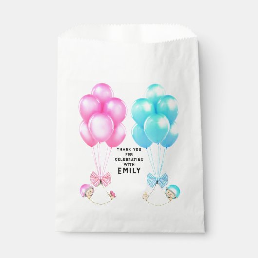 Twins Baby shower Bedankzakje (Voorkant)