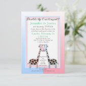 Twins Baby shower blauw en roze (Jen) Kaart (Staand voorkant)