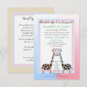 Twins Baby shower blauw en roze (Jen) Kaart (Voorkant / Achterkant)