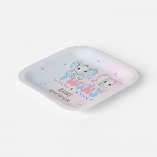 Twins Baby shower Boy Girl Papieren Bordje (Gebogen)