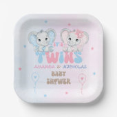 Twins Baby shower Boy Girl Papieren Bordje (Voorkant)