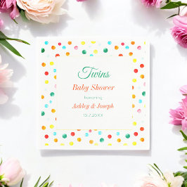 Twins Baby shower Colorful Stippen Patroon Servet