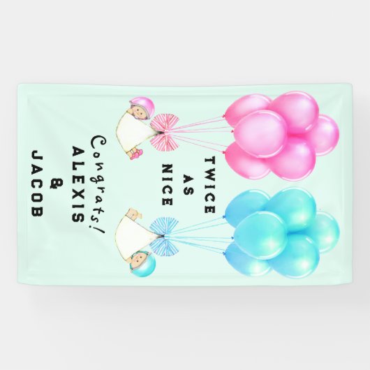 Twins Baby shower Congrats Spandoek (Horizontaal)