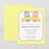 Twins Baby shower - Cute Baby Boy and Girl Kaart (Voorkant / Achterkant)