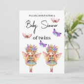 Twins Baby shower fee met buterflies Kaart (Staand voorkant)