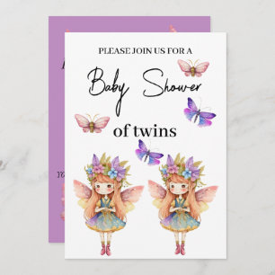 Twins Baby shower fee met buterflies Kaart