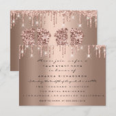 Twins Baby shower Feet Glitter Roos drijft meisjes Kaart (Voorkant / Achterkant)