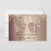 Twins Baby shower Feet Roos Gold Drives Girl Boy Kaart (Achterkant)