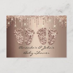 Twins Baby shower Feet Roos Gold Drives Girl Boy Kaart