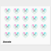 Twins Baby shower Heart Sticker (Vel)