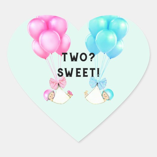 Twins Baby shower Heart Sticker (Voorkant)
