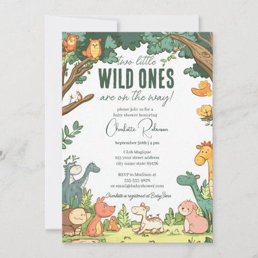 Twins baby shower I Schattigee Bossen Kaart (Voorkant)