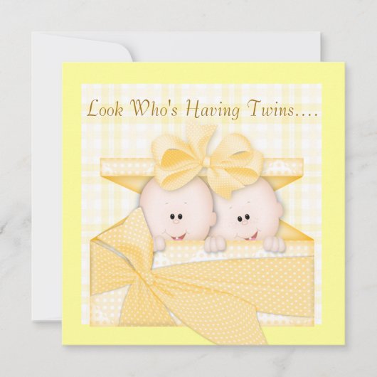 TWINS BABY SHOWER INVITATIE NEUTRAL GENDERS KAART (Voorkant)