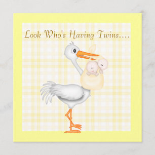 TWINS BABY SHOWER INVITATIE NEUTRAL GENDERS KAART