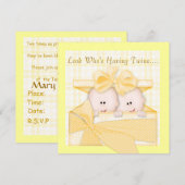 TWINS BABY SHOWER INVITATIE NEUTRAL GENDERS KAART (Voorkant / Achterkant)