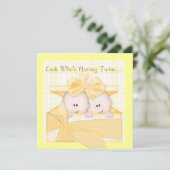 TWINS BABY SHOWER INVITATIE NEUTRAL GENDERS KAART (Staand voorkant)