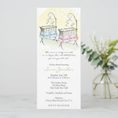 Twins Baby shower Invitation - Baby Wiegjes Kaart (Staand voorkant)