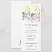 Twins Baby shower Invitation - Baby Wiegjes Kaart (Voorkant / Achterkant)