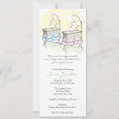 Twins Baby shower Invitation - Baby Wiegjes Kaart (Voorkant)