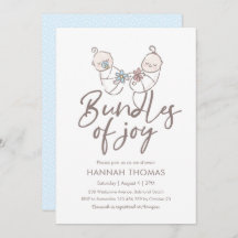 Twins Baby shower Invitation boy and girl