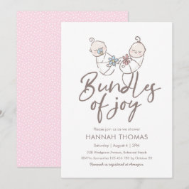 Twins Baby shower Invitation boy and girl Kaart