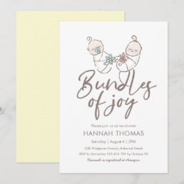Twins Baby shower Invitation boy and girl Kaart