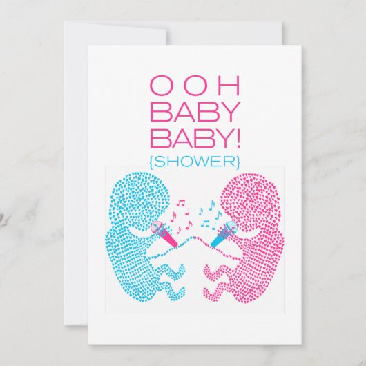 Twins Baby shower Invitation Boy and Girl Kaart (Voorkant)