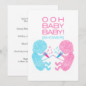 Twins Baby shower Invitation Boy and Girl Kaart (Voorkant / Achterkant)