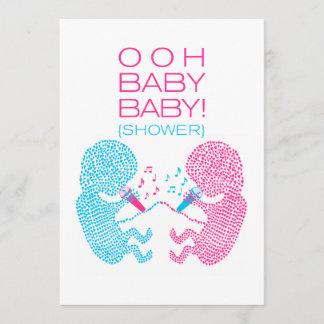 Twins Baby shower Invitation Boy and Girl Kaart
