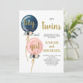 Twins Baby shower Invitation Boy and Girl Kaart (Staand voorkant)