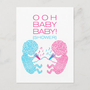 Twins Baby shower Invitation Boy and Girl Uitnodiging Briefkaart